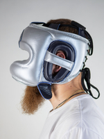 Шлем боксерский LEADERS LS ULTRA с бамперной защитой BL/SIL (синий тёмный/серебристый)