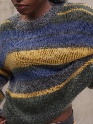 Синий мохеровый джемпер в полоску