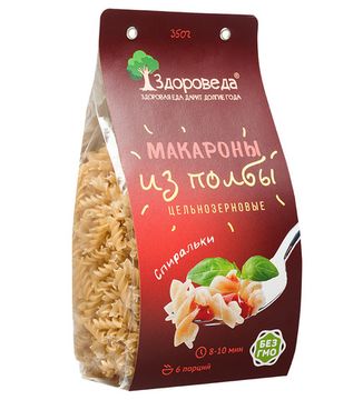 Макароны цельнозерновые из полбы "Спираль", "Здороведа", 350г.