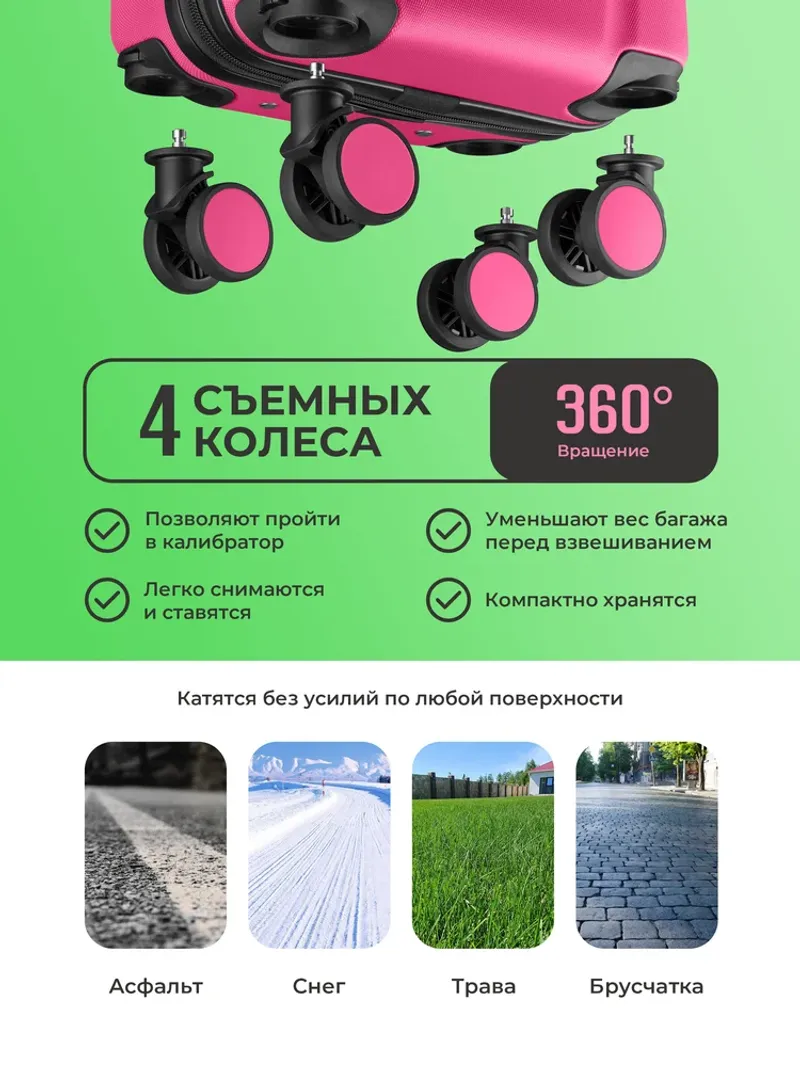 Чемодан Bonle размер XS Розовый