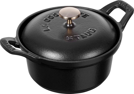 Кастрюля Staub La Coquette, 0,5 л, 12 см, чугун, антипригарное покрытие, чёрная