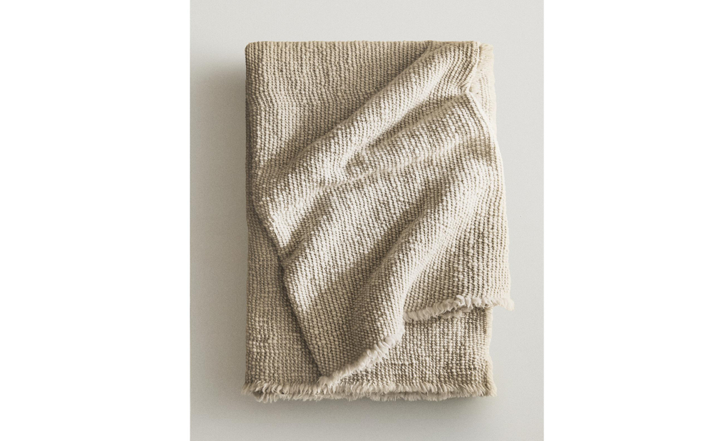 Zara Home плед из шерсти, синий, 140x190 см