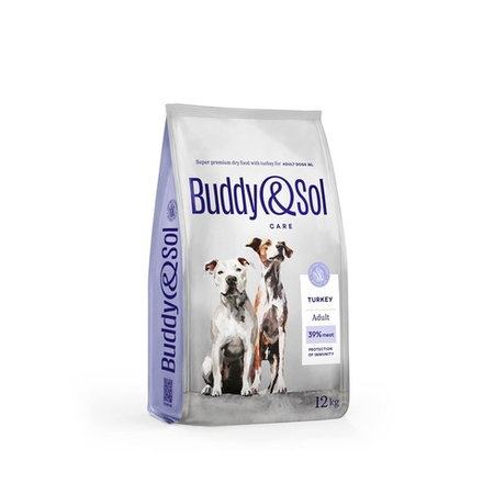 Сухой корм Buddy&Sol CARE ADULT M/L с индейкой для взрослых собак средних и крупных пород 12 кг