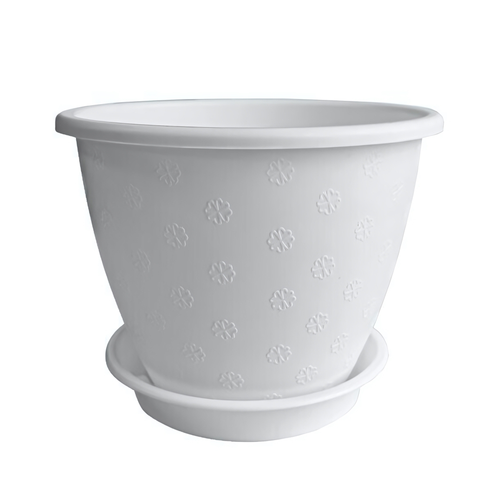 Кашпо "Цветочек" с поддоном 2,1л (белый)