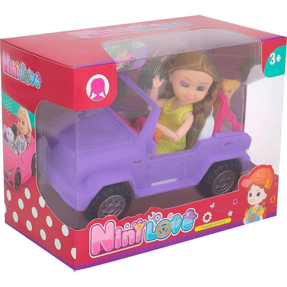 Кукла 55869 в машине с питомцем в кор.