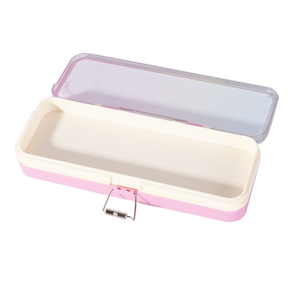 Пенал 2 отделения Alingar, пластик, блеск, 75 х 215 мм "Mermaid", розовый (русалочка)