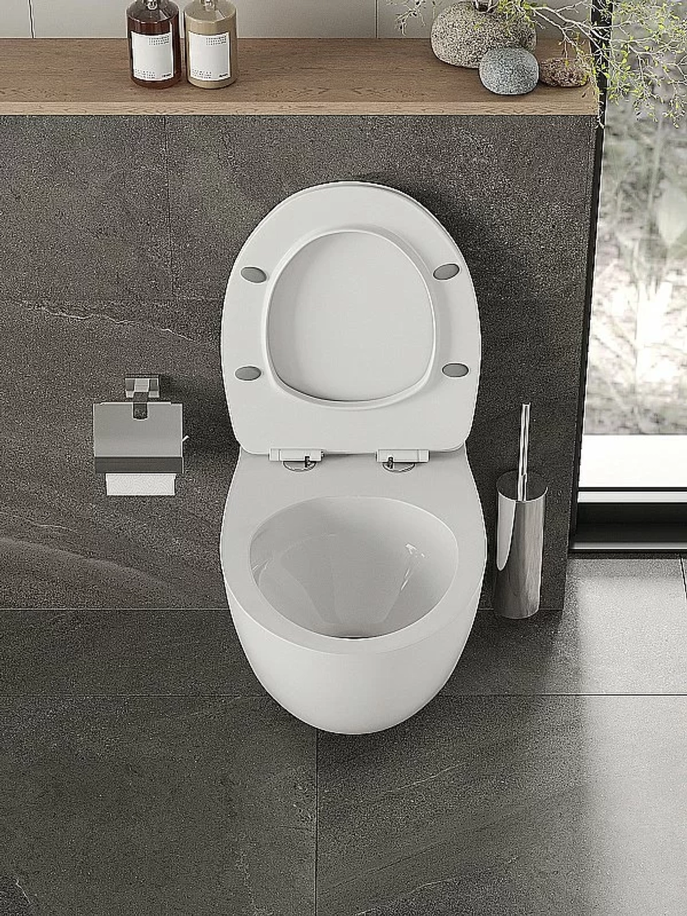 Унитаз подвесной Orange CI07-100W+APB100 безободковый, с крышкой микролифт, с инсталляцией, белый/кнопка хром