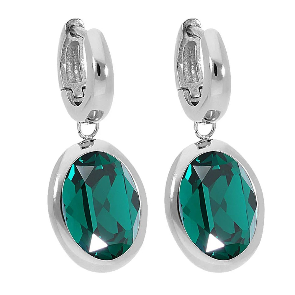 Серьги Qudo Creole TIVOLA small S emerald 310521 G/S