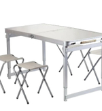 Стол туристический складной усиленный с 4 стульями (светлый)