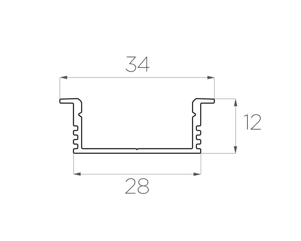 Профиль врезной широкий алюминиевый LC-LPV-1234-2 Anod
