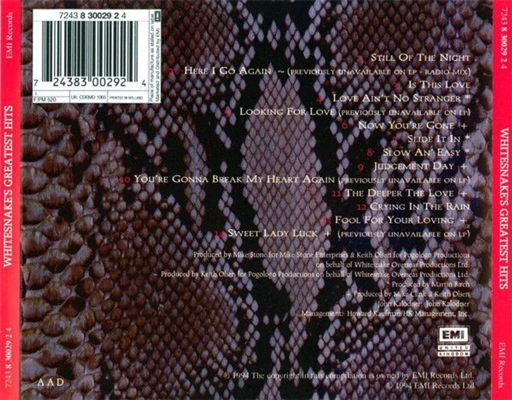 Whitesnake. Greatest Hits (CD) новый запечатанный