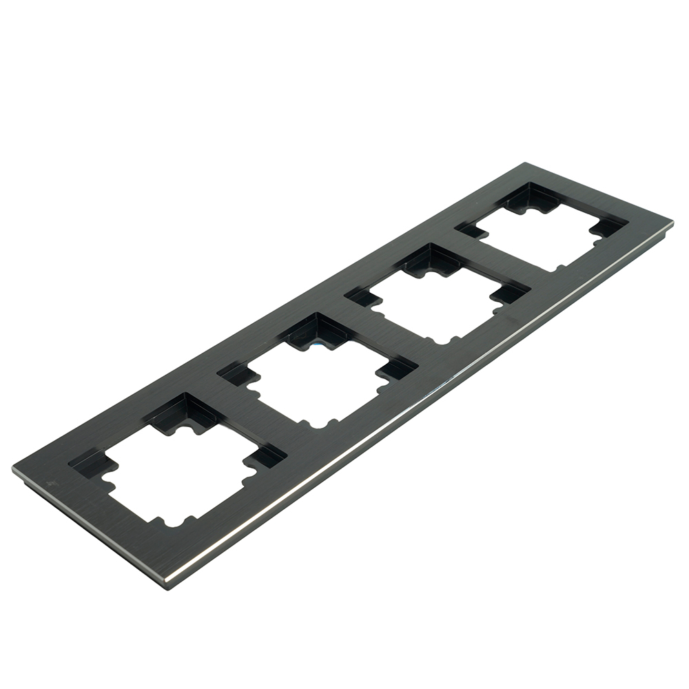 Рамка 4-местная, металл, STEKKER MFR00-7004-05, серия Катрин, черный 50024