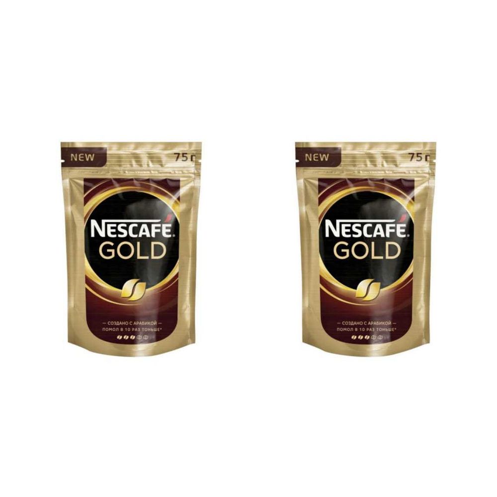 Кофе растворимый Nescafe Gold, пакет, 75 г 2  уп