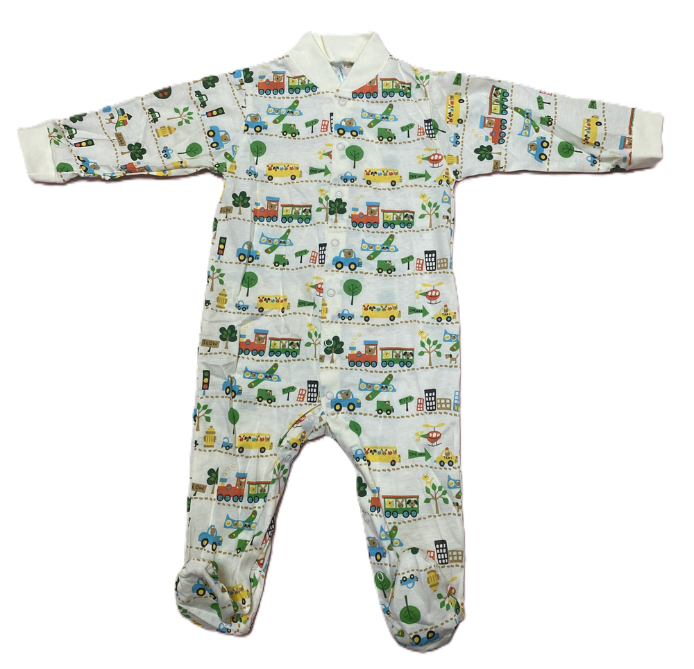 Комбинезон с закрытой ножкой на кнопках из кулирки (100% хлопок) на рост 86 см