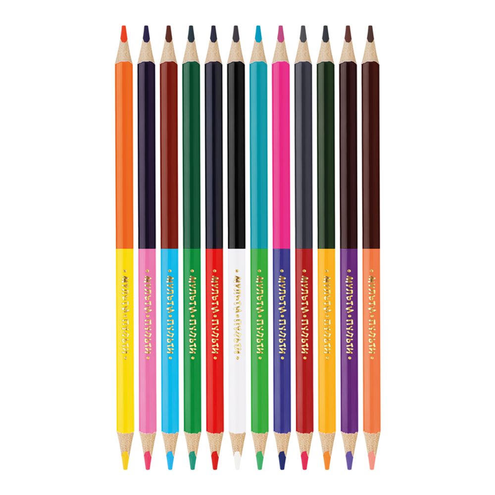 Карандаши цветные двусторонние Мульти-Пульти "Енот в тропиках", 24цв., 12шт., трехгран., заточ., картон