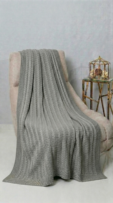 Плед 130x170 Косы ПД039-03 серый