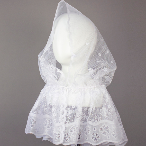 Капор женский ритуальный  Ажурный белый