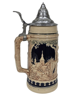 Кружка пивная (фарфор с оловянной крышкой) Германия