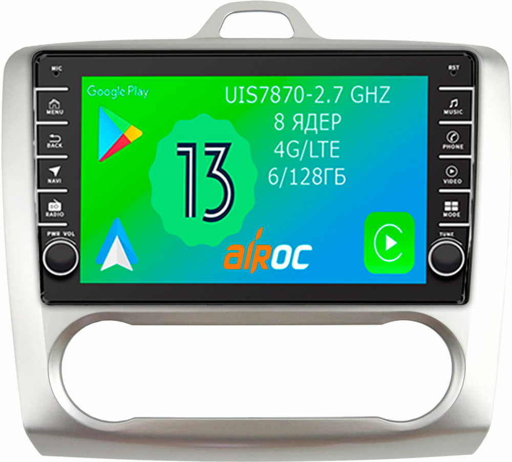 Магнитола для Ford Focus 2 2004-2011 (климат) - Airoc AB-1702A (кнопки и крутилки), Android 13, TS20, 6/128Гб, SIM-слот, CarPlay