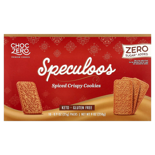 ChocZero, Премиальное печенье, Speculoos, хрустящее печенье со специями, 10 пакетиков по 25 г (0,9 унции)