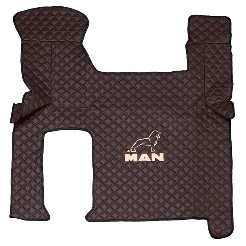 Ковры MAN TGX с 2-мя ящиками (механика), (экокожа, коричневый, черный кант, бежевая вышивка)