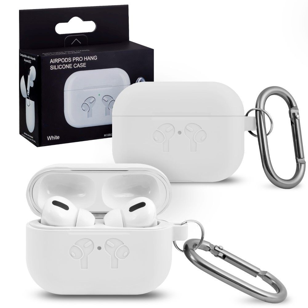 Чехол для AirPods Pro Hang Silicone HF (White) с карабином