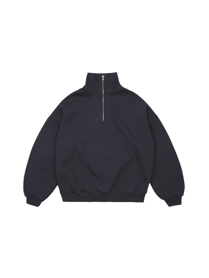 Свитшот с воротником на молнии с начесом (графит)