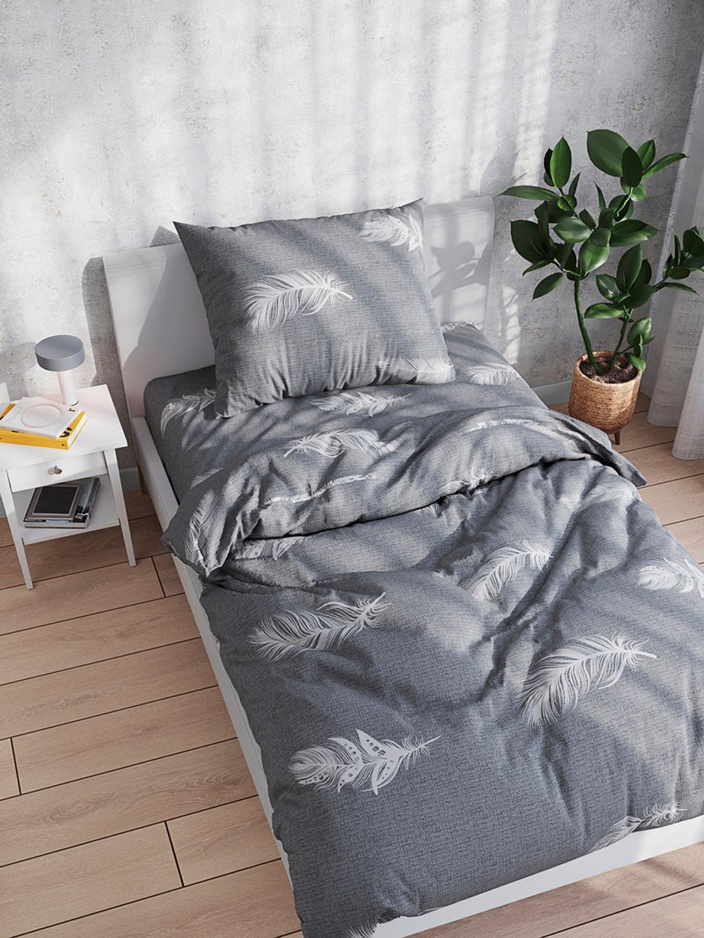 Простынь на резинке Сказка "Перья" 90х200 см