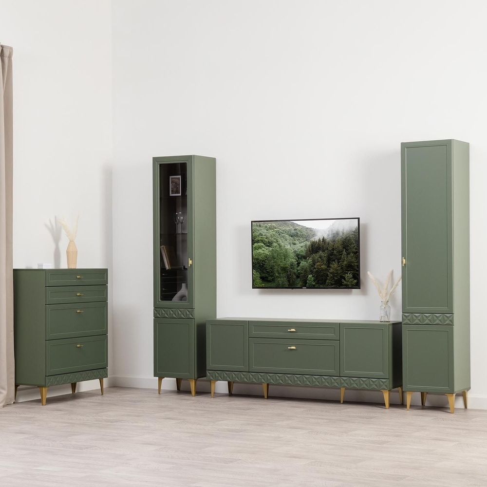 Гостиная Марион-1 Дымчатый зеленый / Олива шагрень