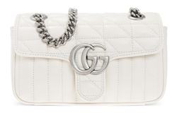 GUCCI GG Marmont Quilted Leather Shoulder Bag, Crossbody Bag Small Women"s White
