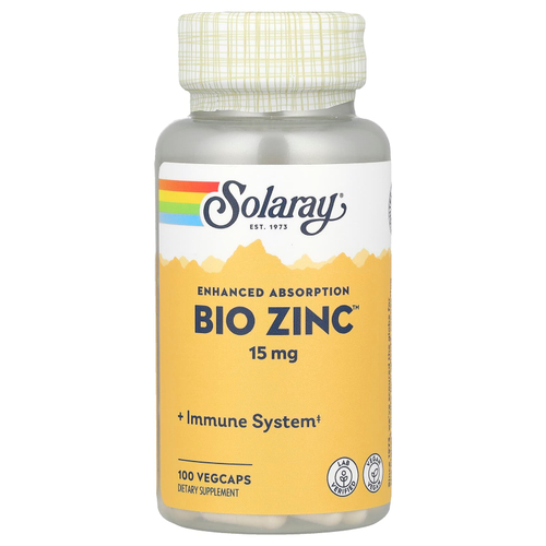 Solaray, Bio Zinc™, 15 мг, 100 растительных капсул
