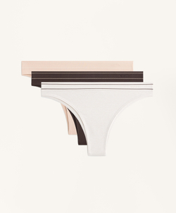 OYSHO Набор из 3 бесшовных трусов-бразильяно, шоколадный