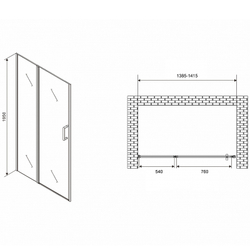 Душевая дверь Abber Sonnenstrand 140 AG04140S профиль Хром стекло прозрачное