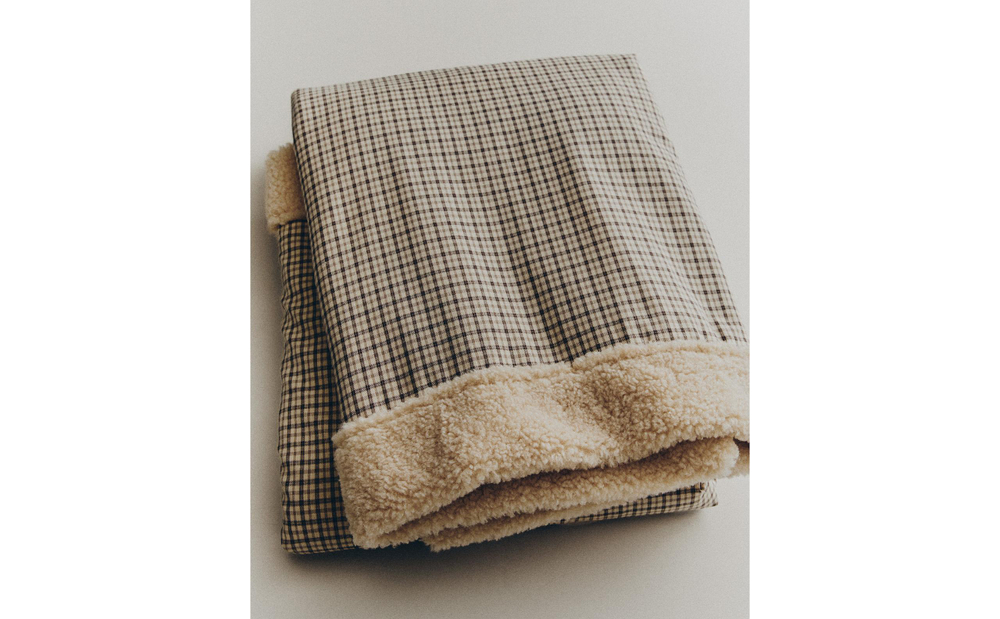 Zara Home плед из хлопка, экрю, в клетку