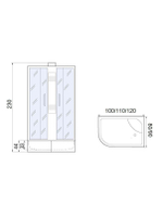 Душевая кабина МОНОМАХ  МОНОМАХ XL Б/К 110/80/44 МЗ R 110х80 см,  прозрачное с рисунком стекло, поддон высокий, правосторонняя