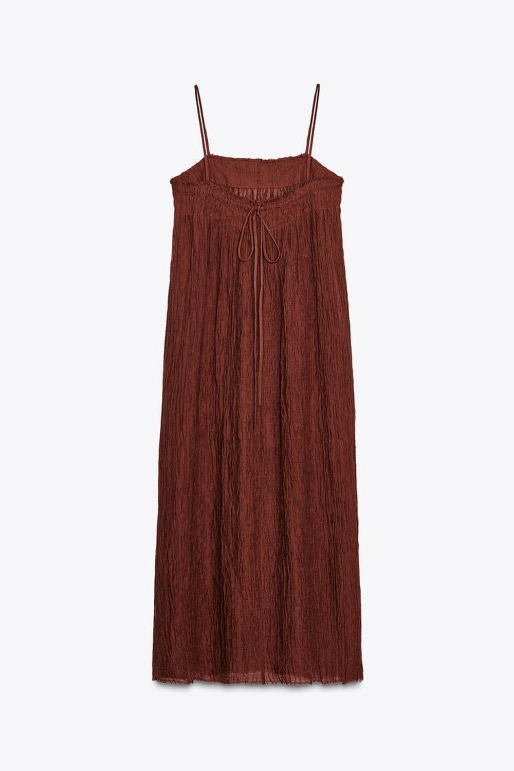 ZARA ДЛИННОЕ ПЛАТЬЕ ИЗ СМЕСОВОЙ ТКАНИ РАМИ — ZW COLLECTION, КОРИЧНЕВЫЙ