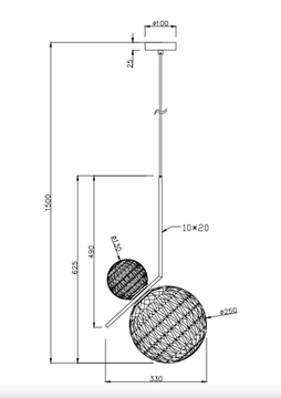 Светильник подвесной 2*Е27 2097/03/02P бронза/янтарный Zaira Stilfort