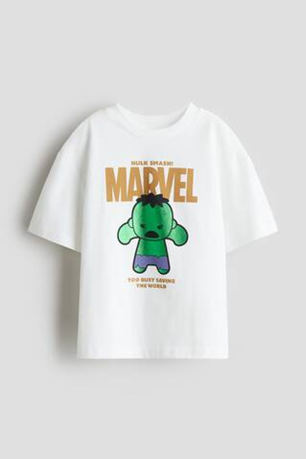 H&M Футболка оверсайз с принтом, белый