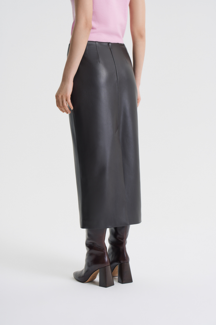 Юбка миди из экокожи