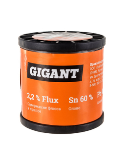 Припой Sn60 Pb40, трубка 1 мм, 1000 г Gigant GT-091