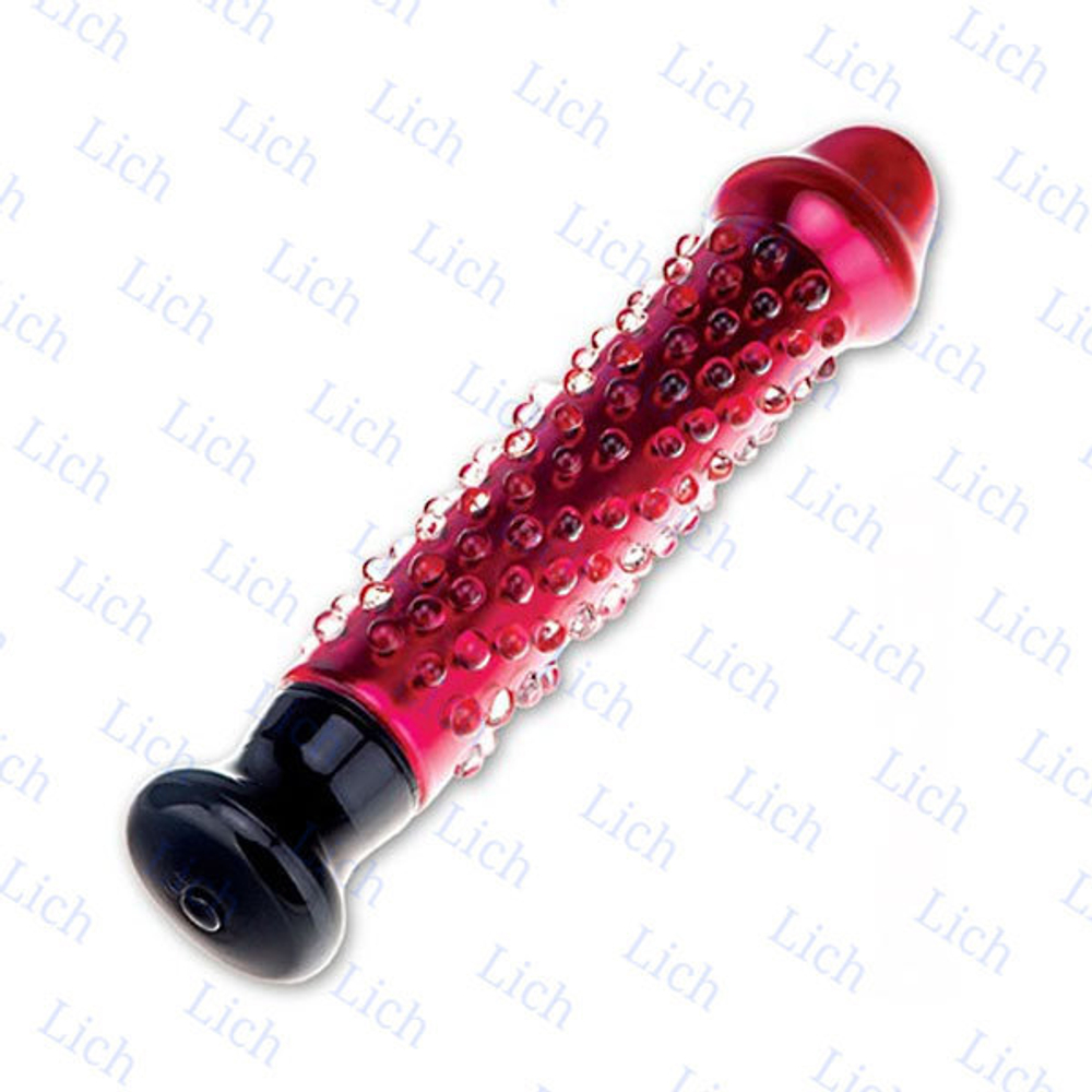 Красный стеклянный вибратор с массажными точками, 17,5 см