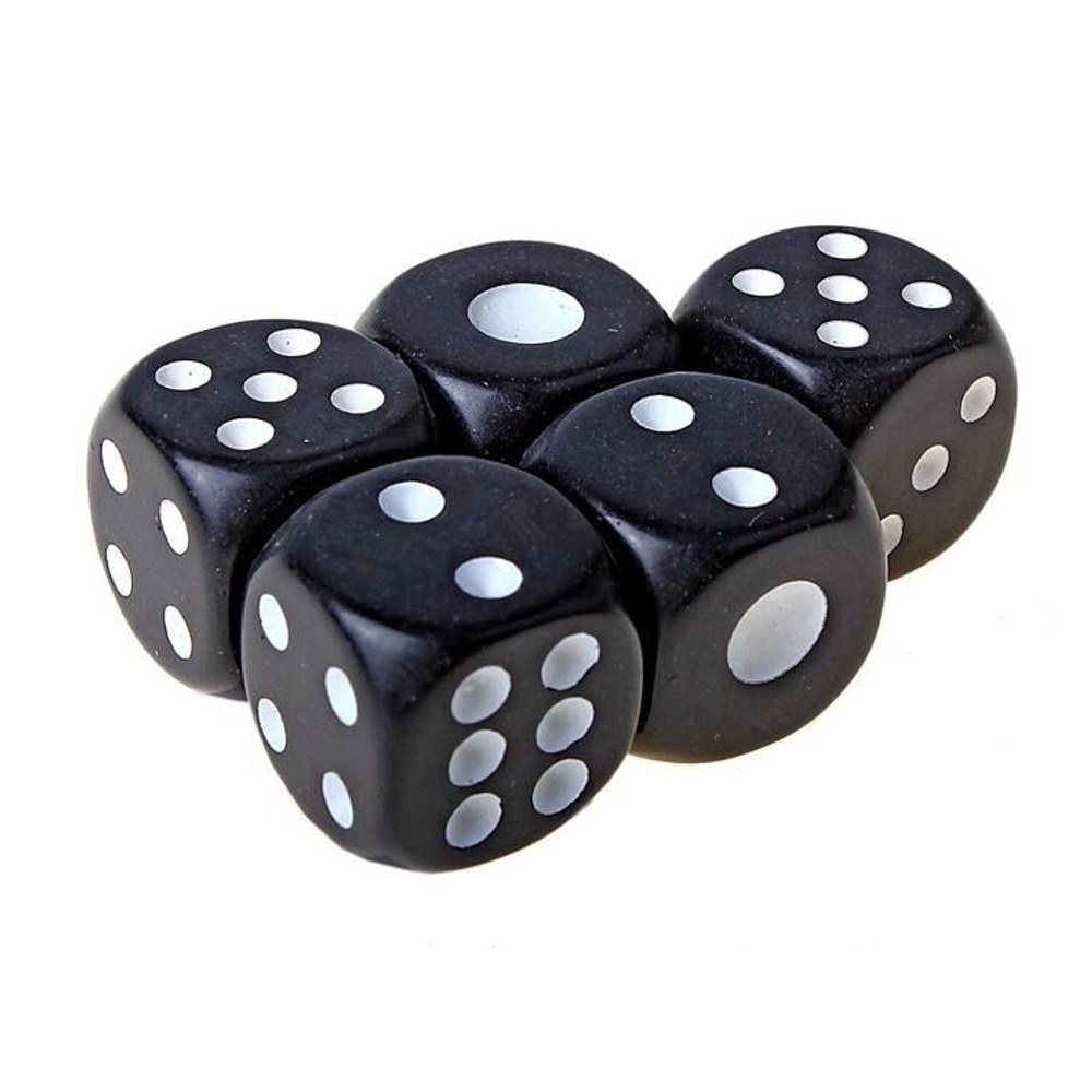 Кубики игральные 1,4  1,4 см, чёрные с белыми точками