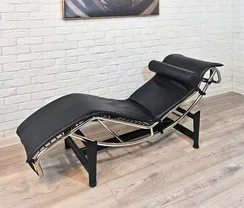 Кресло-шезлонг Chaise Lounge, черная натуральная кожа