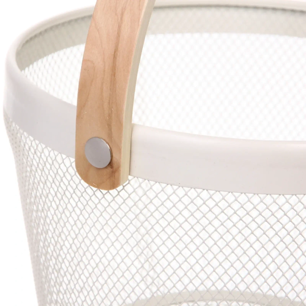 Корзина для хранения металлическая с деревянной ручкой «ФАРГО», цвет белый, 26*18см (лейбл Селфи)