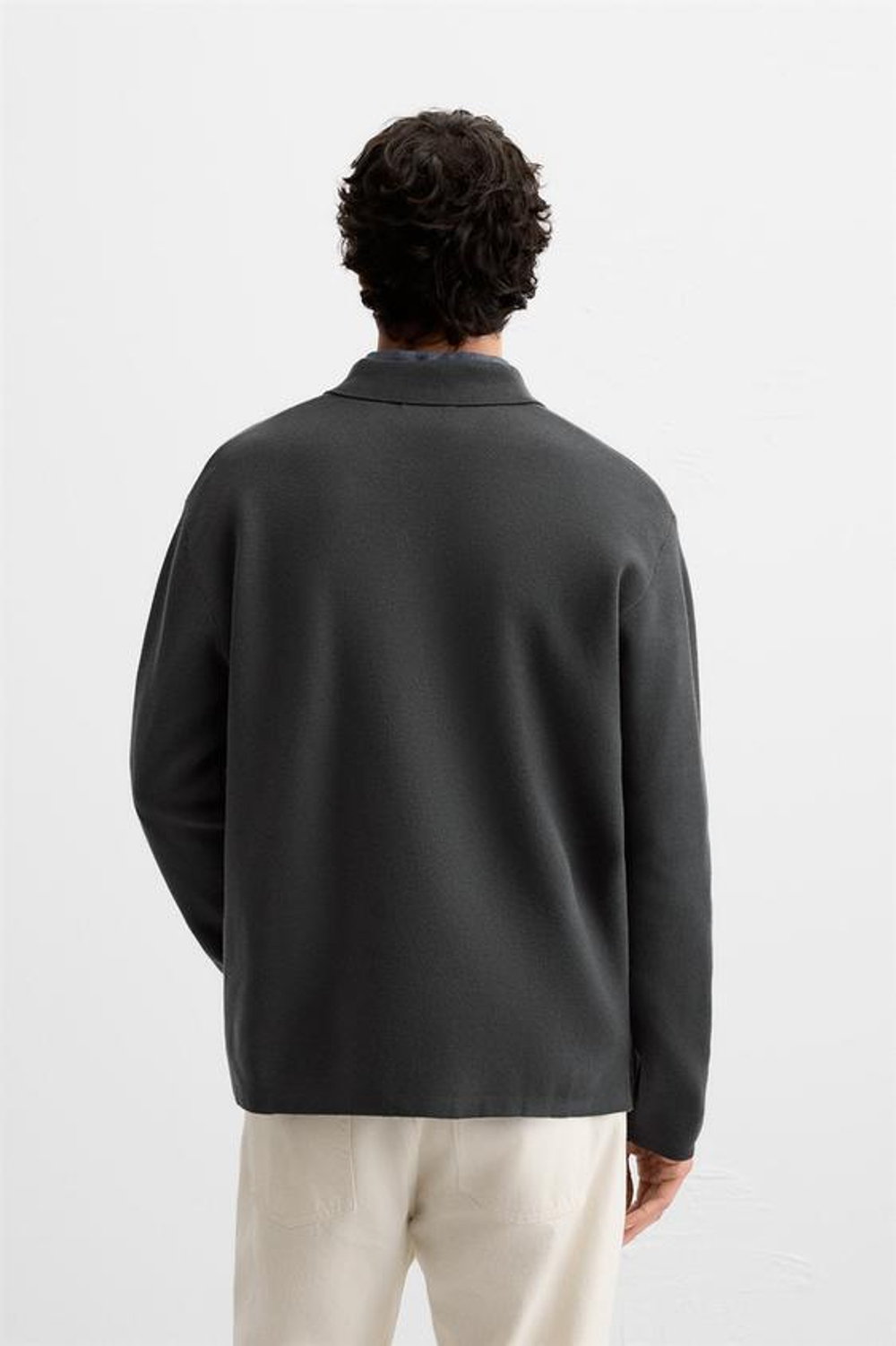 ZARA ПОЛО ИЗ СМЕСОВОЙ ВИСКОЗЫ, АНТРАЦИТОВО-СЕРЫЙ