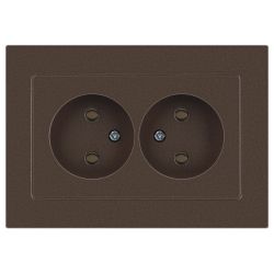 Розетка Intro Accent 6-204-08 двойная 2х2P 16А-250В IP20 СУ AL/CU бронза | Intro