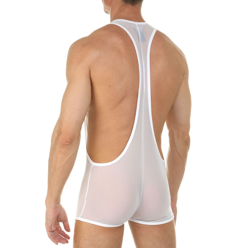 Мужское боди белое полупрозрачное Van Baam VB-39778