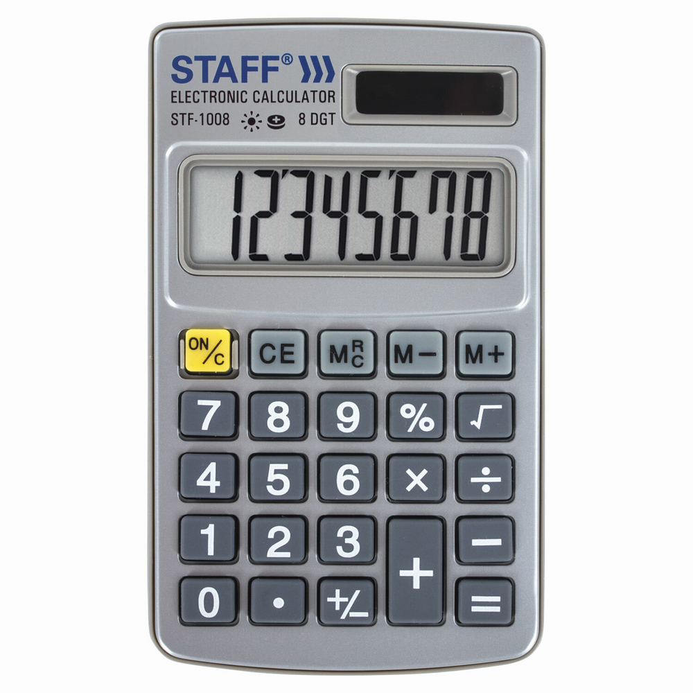 Калькулятор карманный металлический STAFF STF-1008 (103х62 мм) 8 разрядов двойное питание (2 штуки в упаковке)