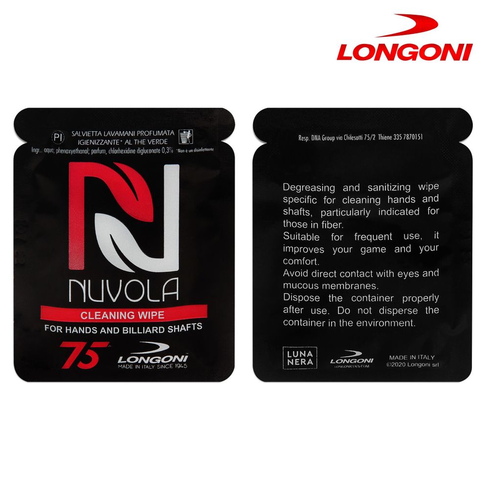 Салфетки для чистки кия и рук Longoni Nuvola Cleaning Wipes 10шт