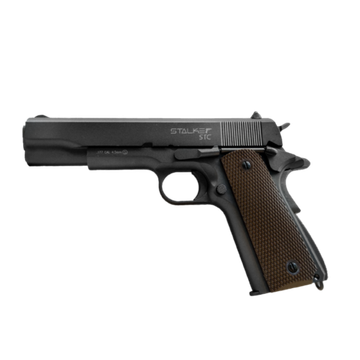 Пистолет пневматический Stalker STC (аналог "Colt 1911A1") к.4,5мм, металл, 100 м/с, HOP-UP, блоубэк, магазин 17 шариков, серый, 900г